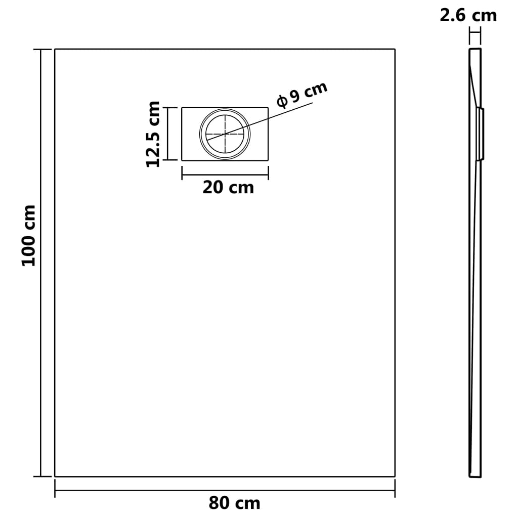 Plato de ducha SMC blanco 100x80 cm vidaXL