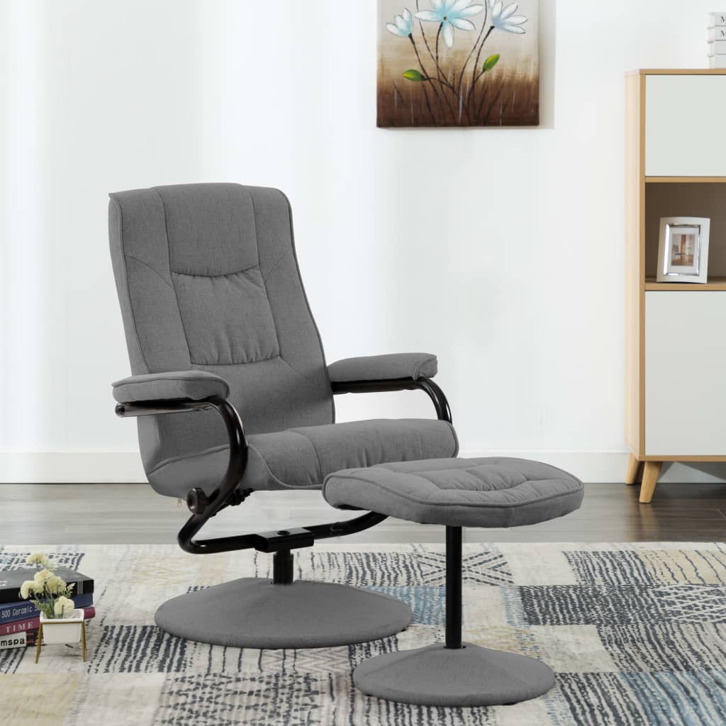 Vetonek Sillón reclinable con reposapiés tela gris claro