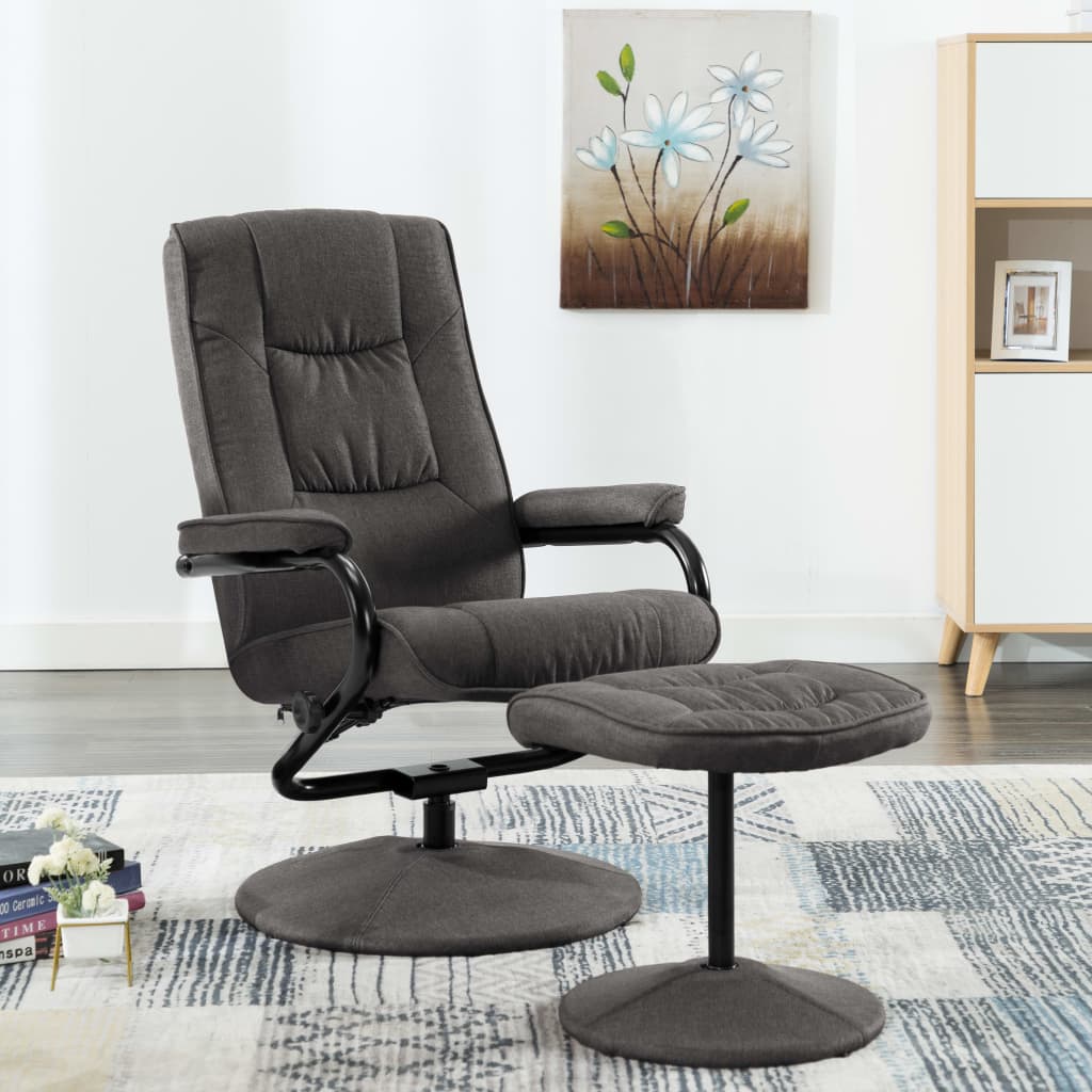 Vetonek Sillón reclinable con reposapiés tela gris oscuro