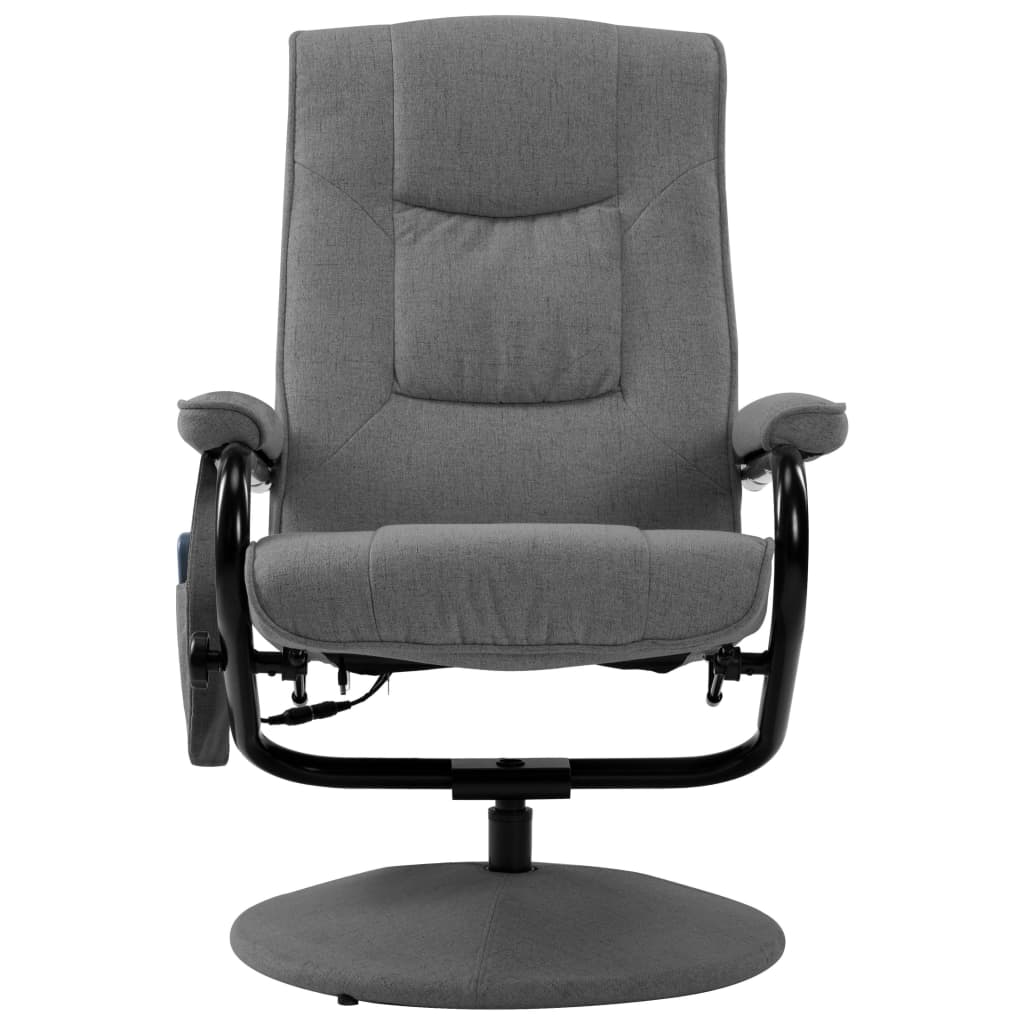 Sillón reclinable de masaje con reposapiés tela gris claro vidaXL