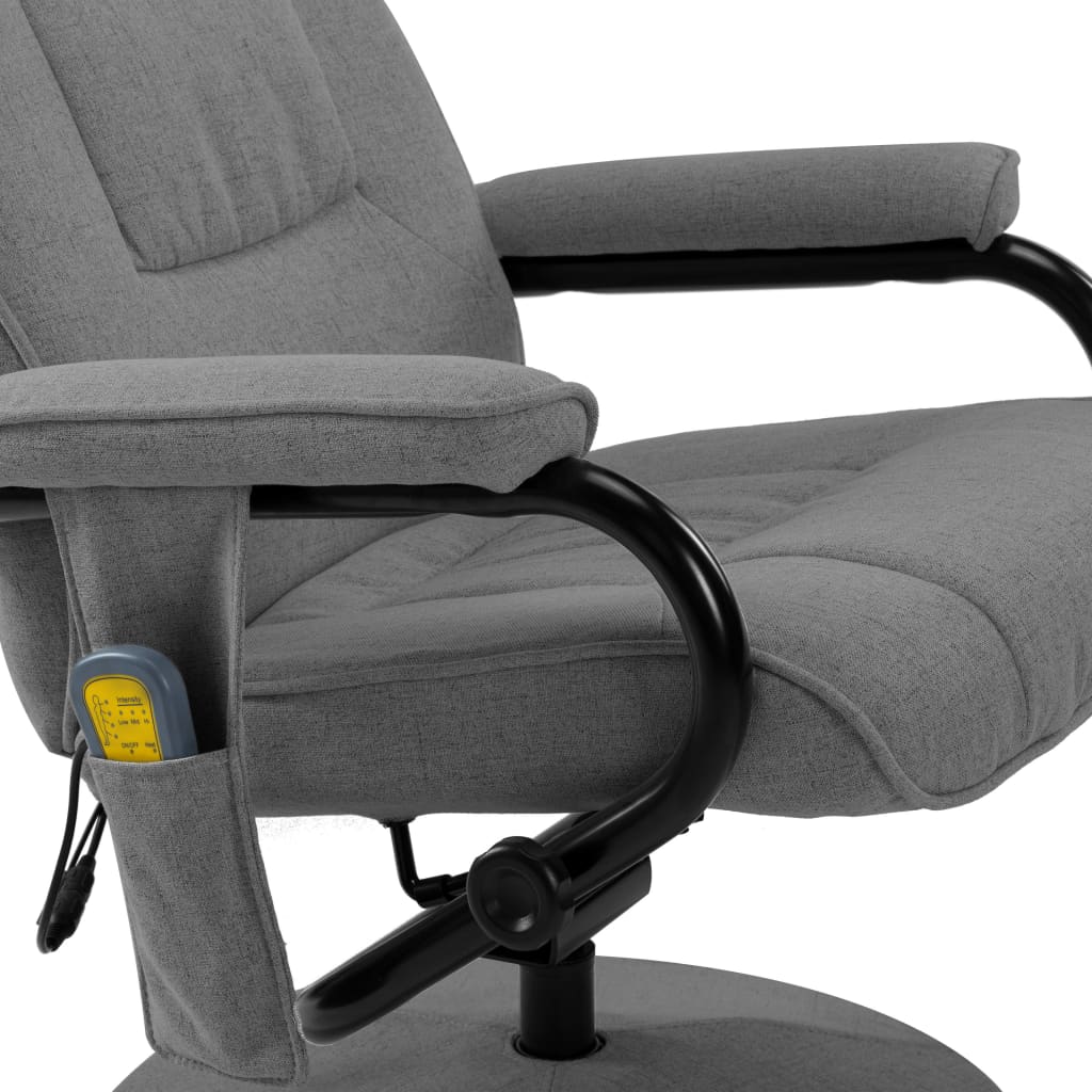 Sillón reclinable de masaje con reposapiés tela gris claro vidaXL