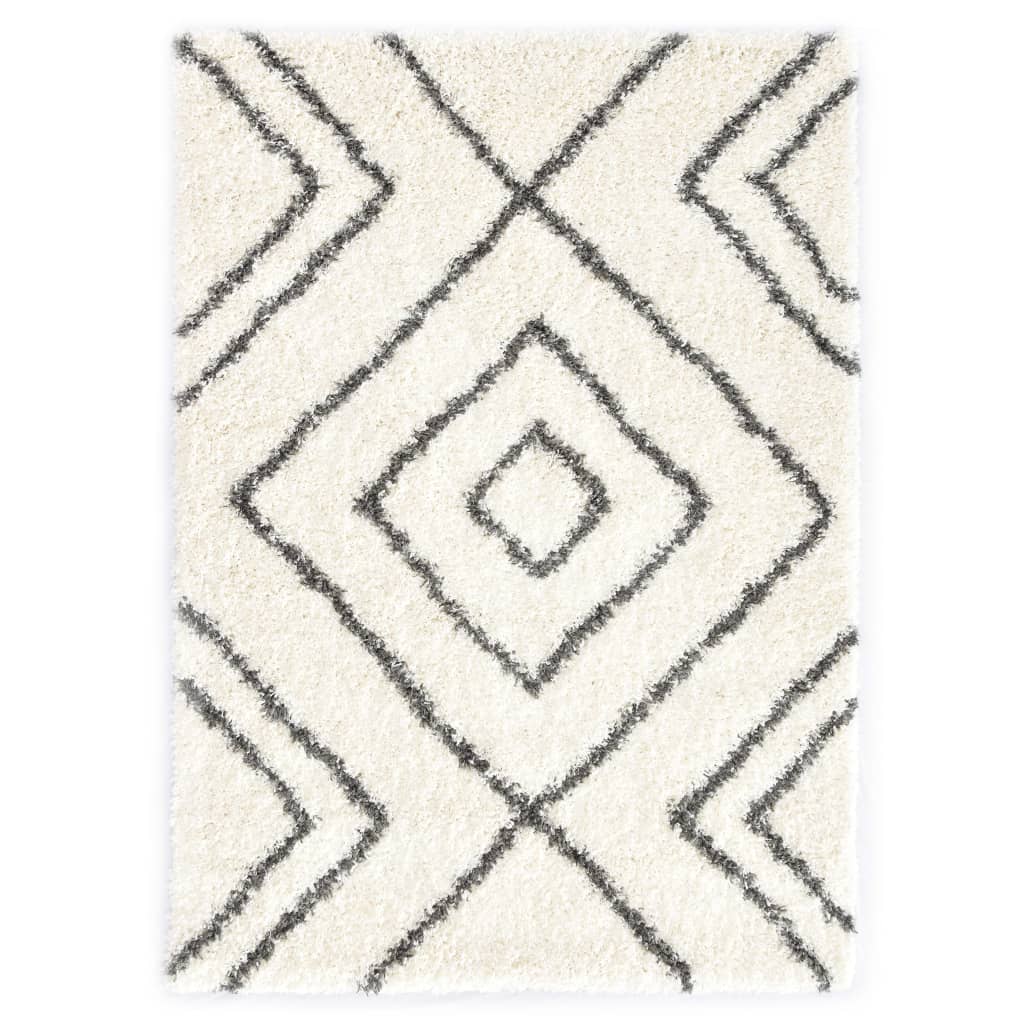 Vetonek Alfombra bereber peluda PP beige y gris 140x200 cm