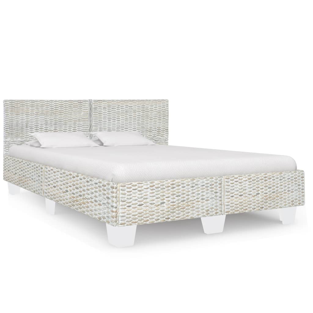 Vetonek Estructura de cama sin colchón ratán natural gris 140x200 cm