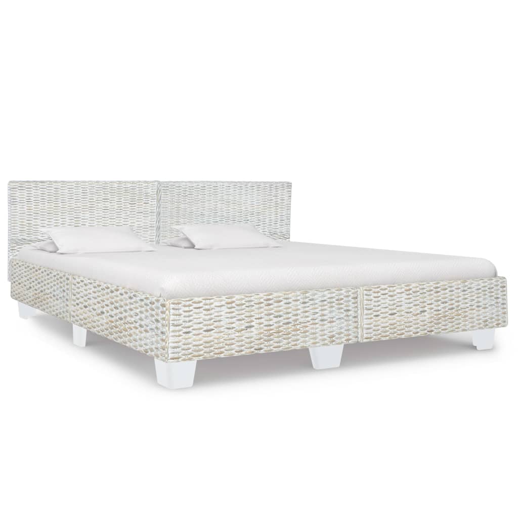 Vetonek Estructura de cama sin colchón ratán natural gris 180x200 cm