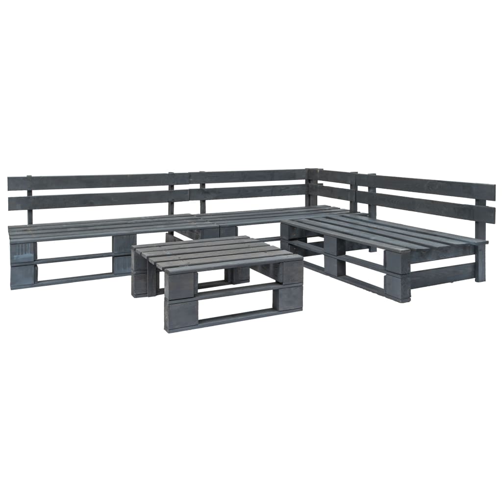 Vetonek Set de muebles de palets para jardín 4 piezas madera gris