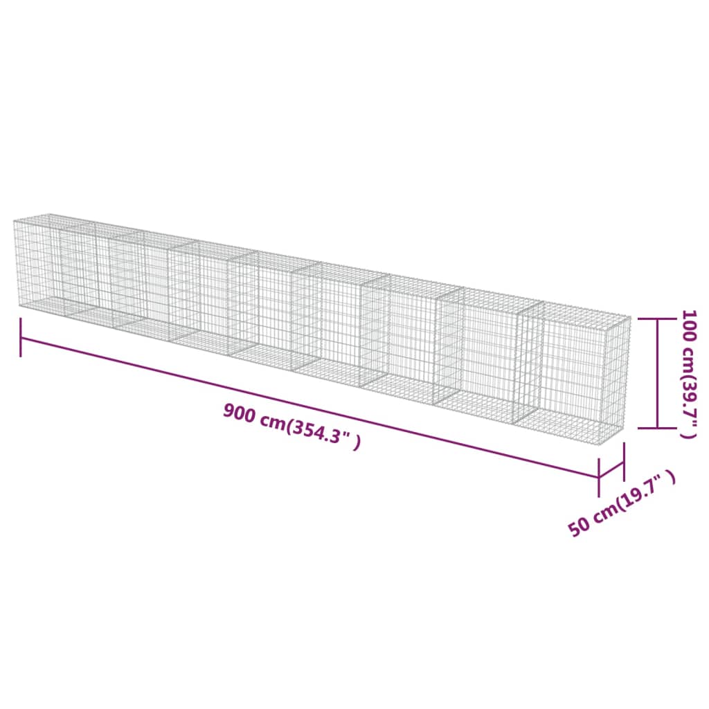 Gavionwand mit verzinkter Stahlabdeckungen 900x50x100 cm