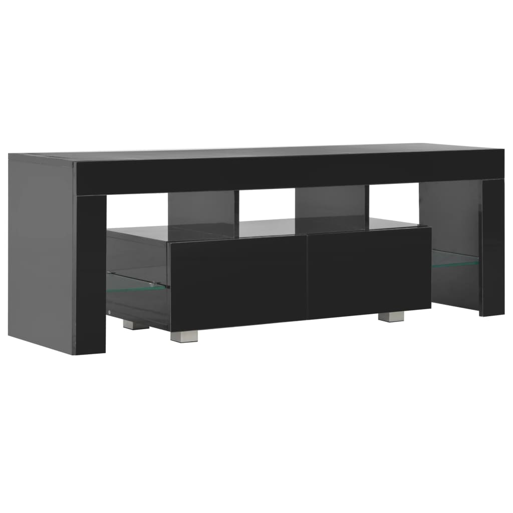 TV furniture with bright black LED lights 130x35x45 cm