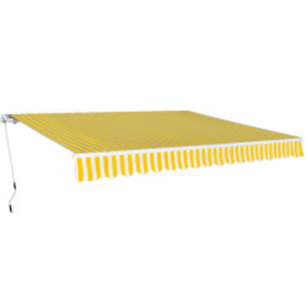 Toldo plegable de operación manual 600 cm amarillo y blanco vidaXL