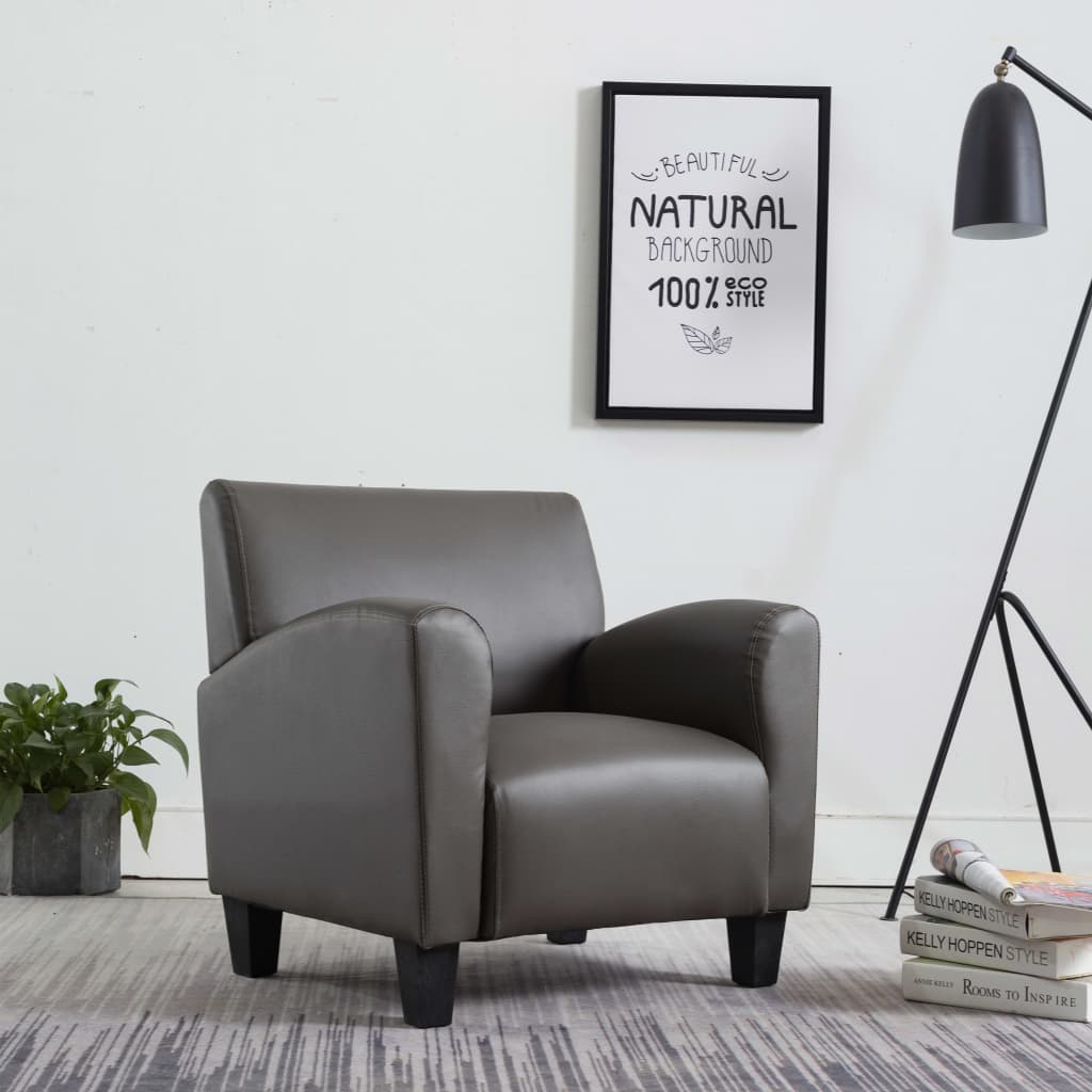 Vetonek Sillón de cuero sintético gris