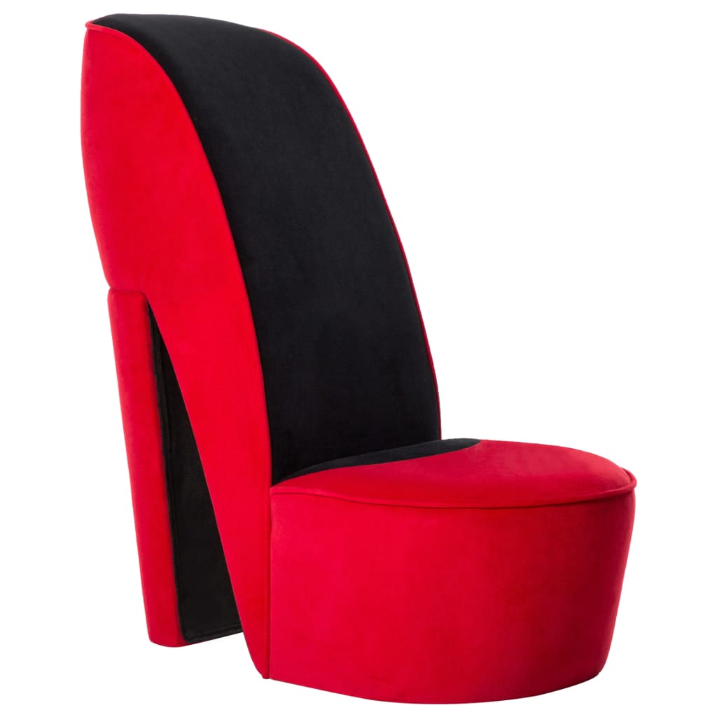 Vetonek Sillón con forma de zapato de tacón terciopelo rojo