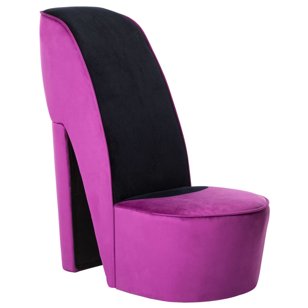 Vetonek Sillón con forma de zapato de tacón terciopelo morado