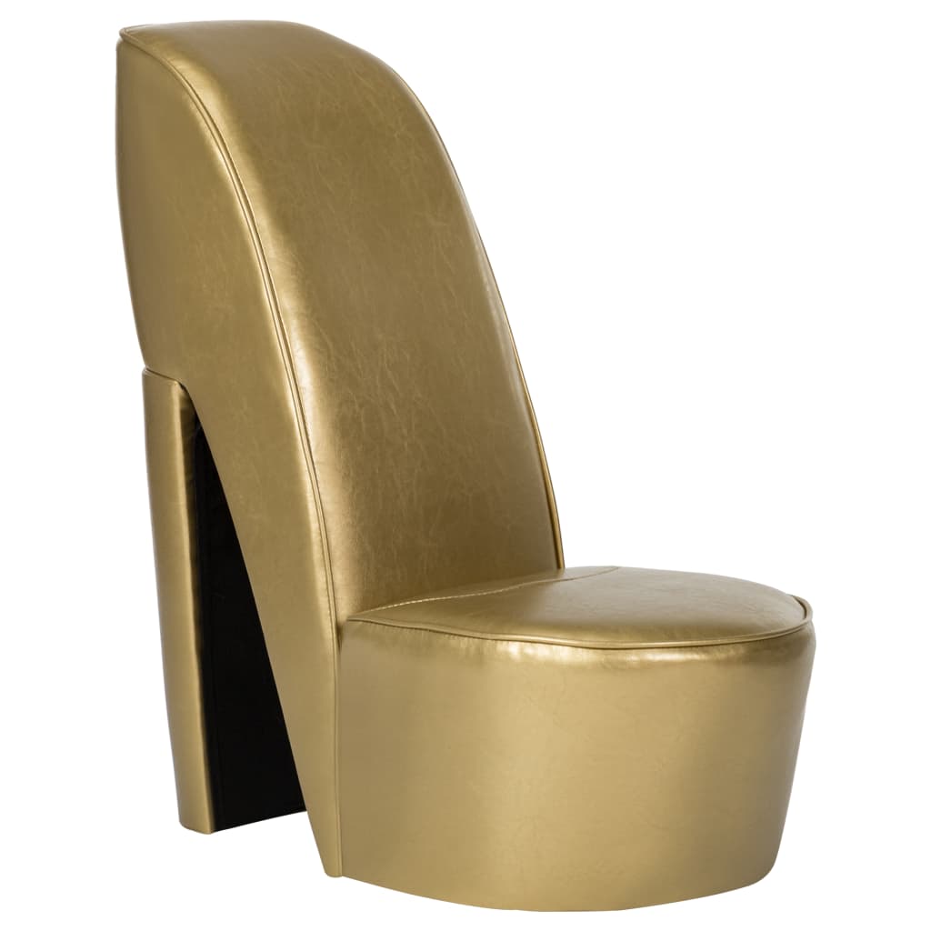 Vetonek Sillón con forma de zapato de tacón cuero sintético dorado