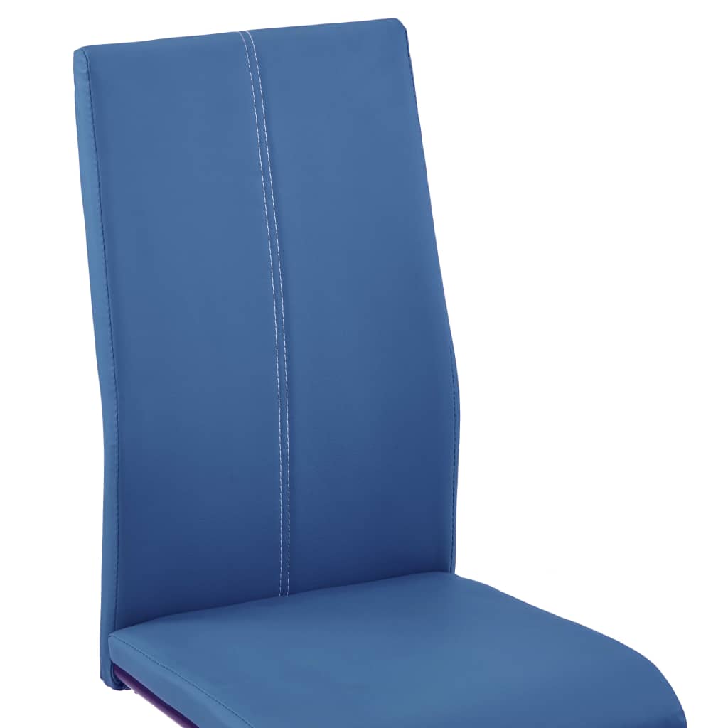 Sillas de comedor voladizas 4 unidades cuero sintético azul vidaXL