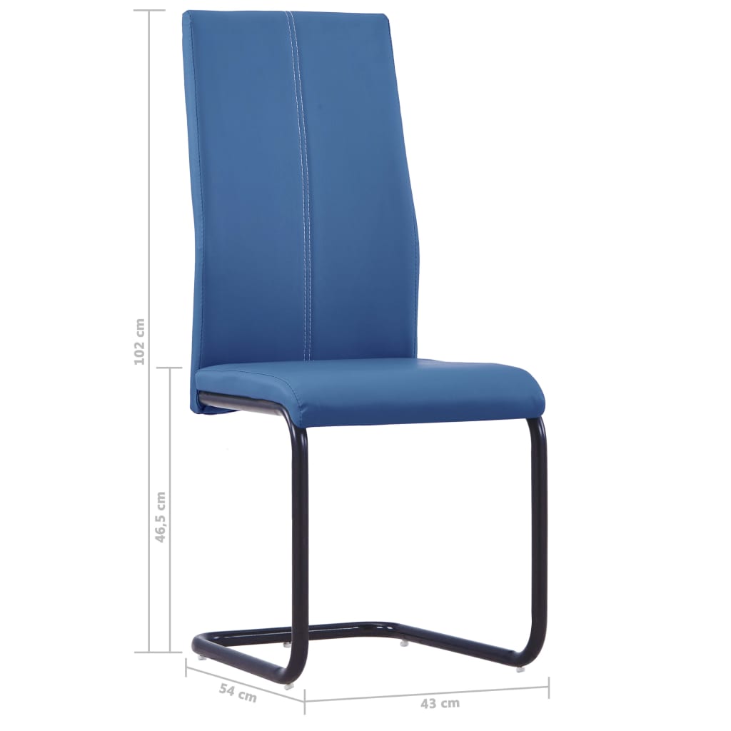 Sillas de comedor voladizas 4 unidades cuero sintético azul vidaXL