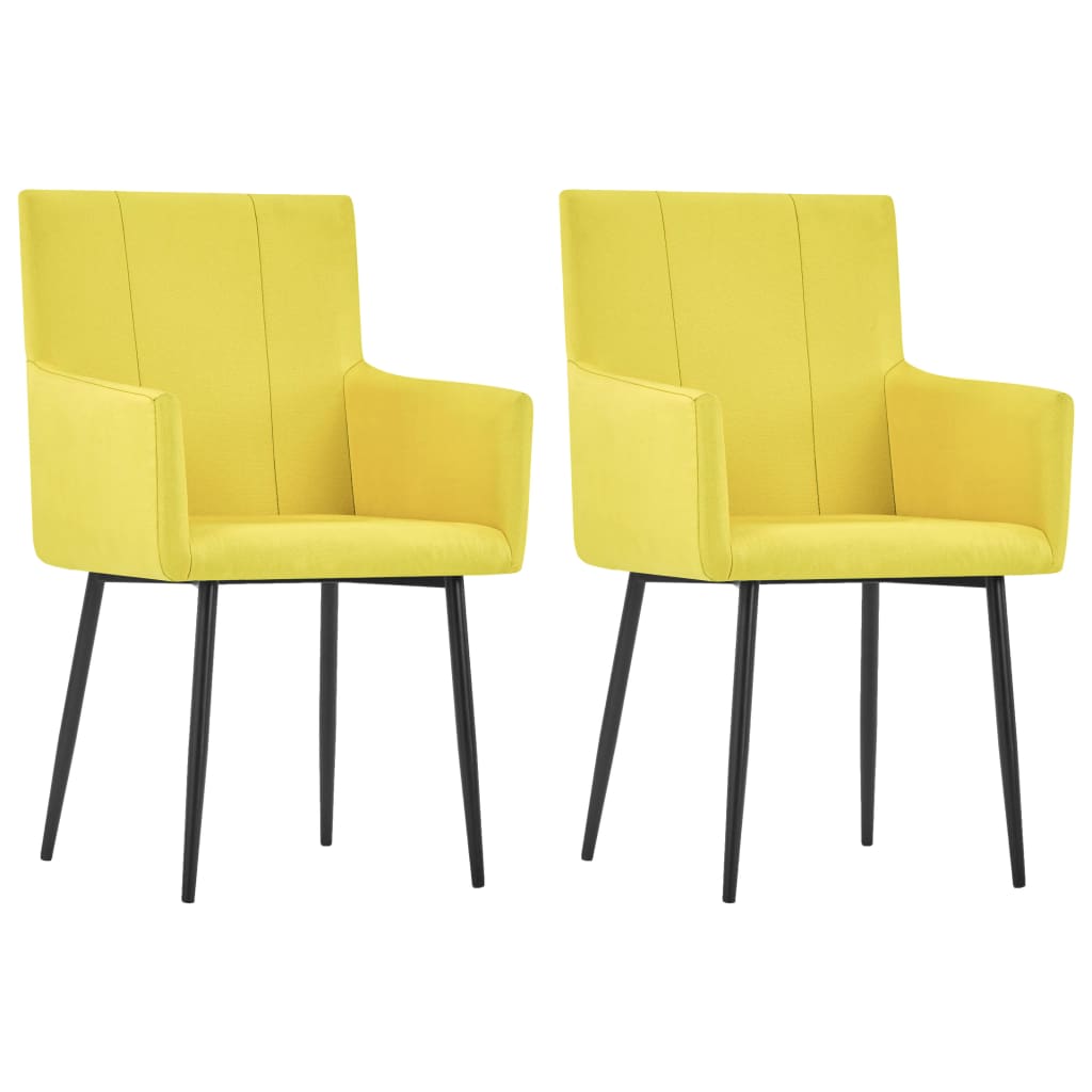 Vetonek Sillas de comedor con reposabrazos 2 unidades tela amarillo  