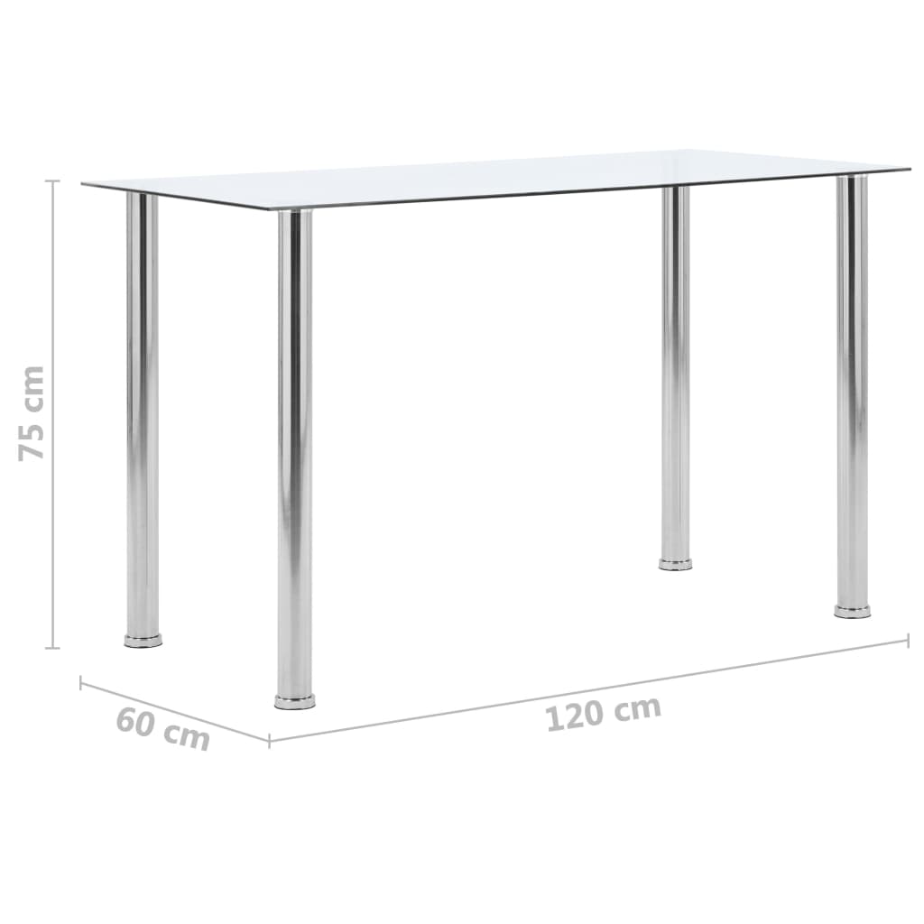 Mesa de comedor vidrio templado transparente 120x60x75 cm vidaXL