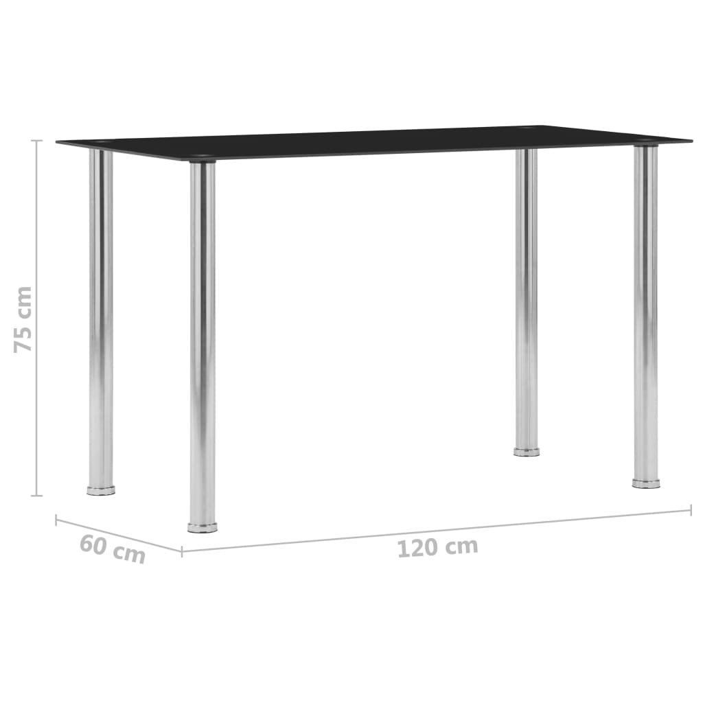 Mesa de comedor de vidrio templado negro 120x60x75 cm