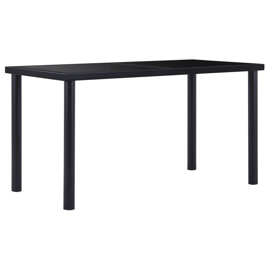 Vetonek Mesa de comedor de vidrio templado negro 140x70x75 cm