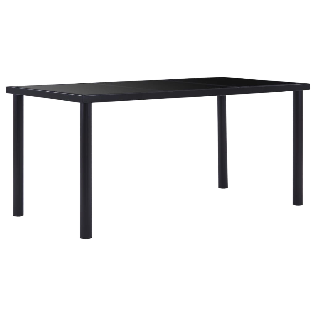 Vetonek Mesa de comedor de vidrio templado negro 160x80x75 cm