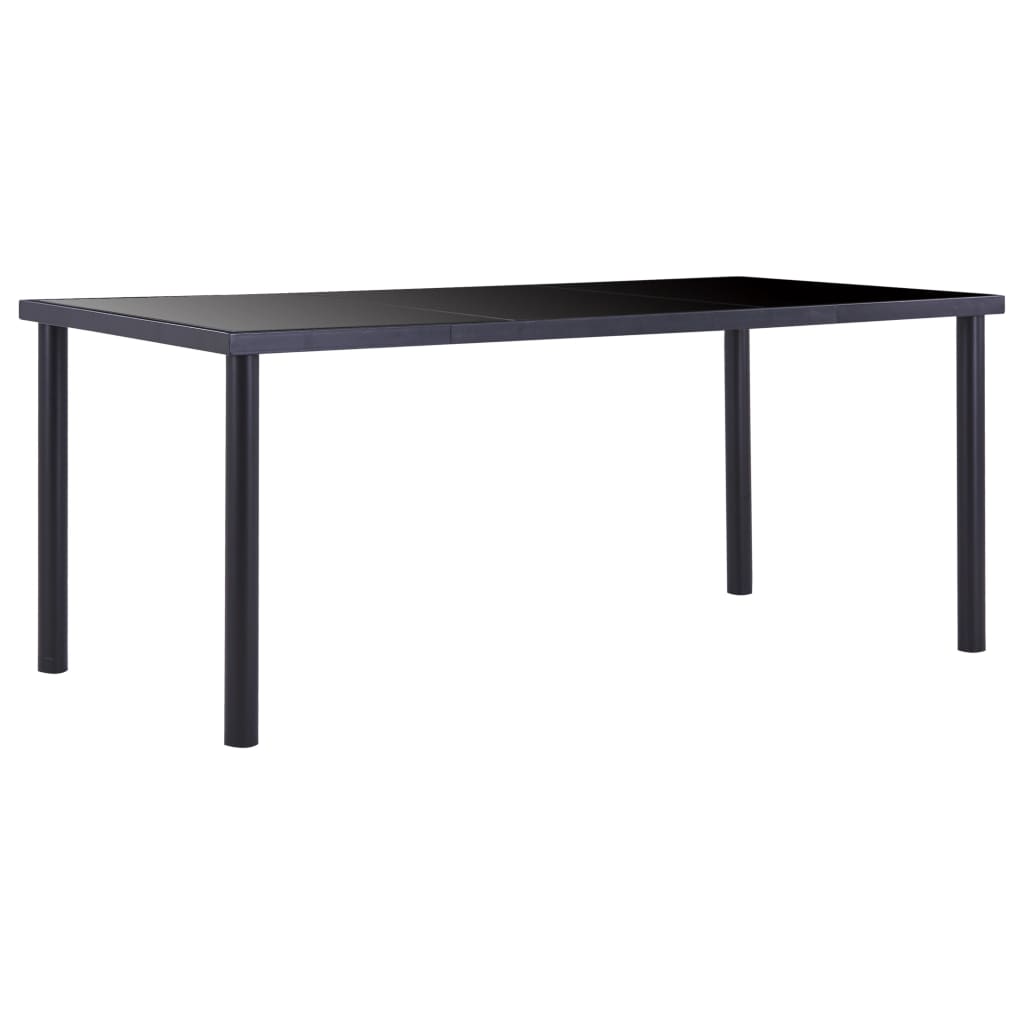 Vetonek Mesa de comedor de vidrio templado negro 180x90x75 cm