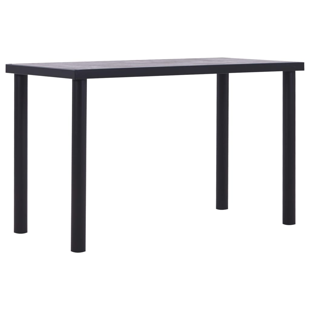 Vetonek Mesa de comedor de MDF negro y gris hormigón 120x60x75 cm