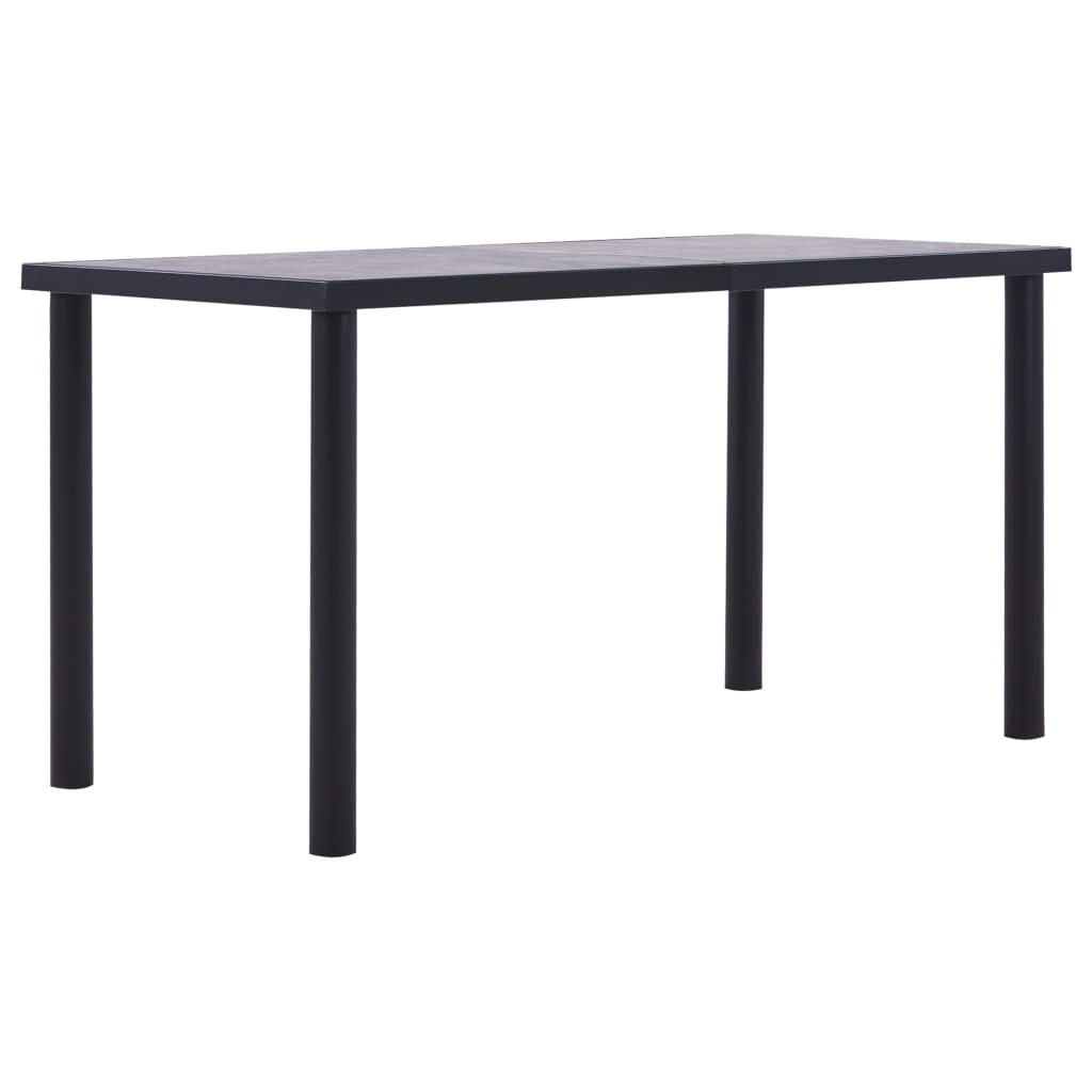 Vetonek Mesa de comedor de MDF negro y gris hormigón 140x70x75 cm