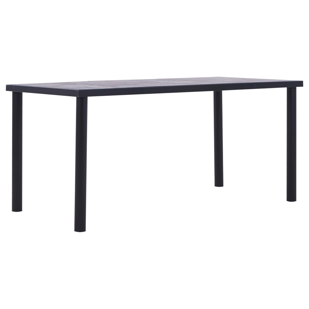 Vetonek Mesa de comedor de MDF negro y gris hormigón 160x80x75 cm