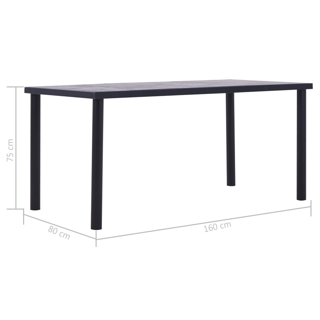 Mesa de jantar preta e cinza MDF 160x80x75 cm