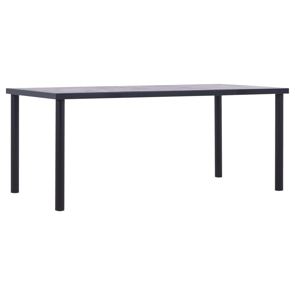 Vetonek Mesa de comedor de MDF negro y gris hormigón 180x90x75 cm