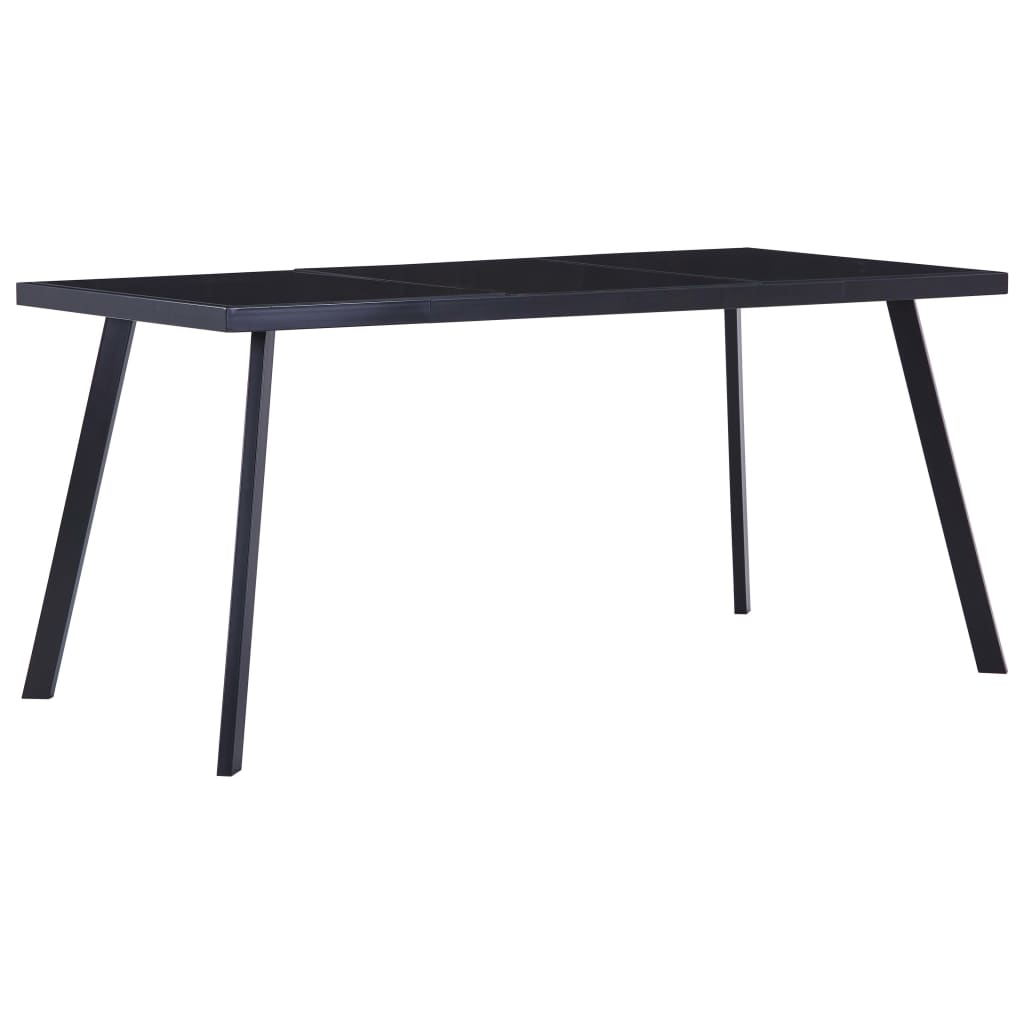 Vetonek Mesa de comedor de vidrio templado negro 180x90x75 cm