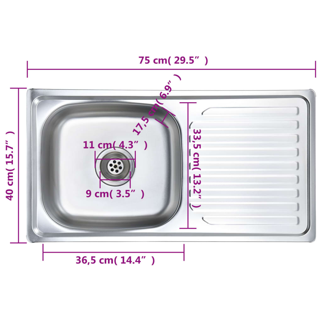 Lavello da cucina con sifone in acciaio inossidabile e sifone