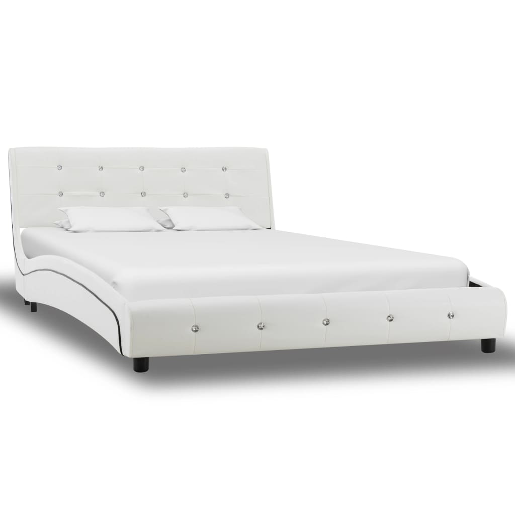 Vetonek Estructura de cama sin colchón cuero sintético blanco 120x200cm