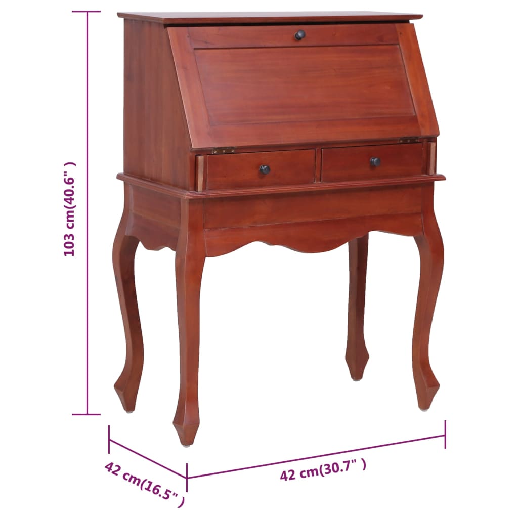 Brown mahogany wood secretter desk 78x42x103 cm