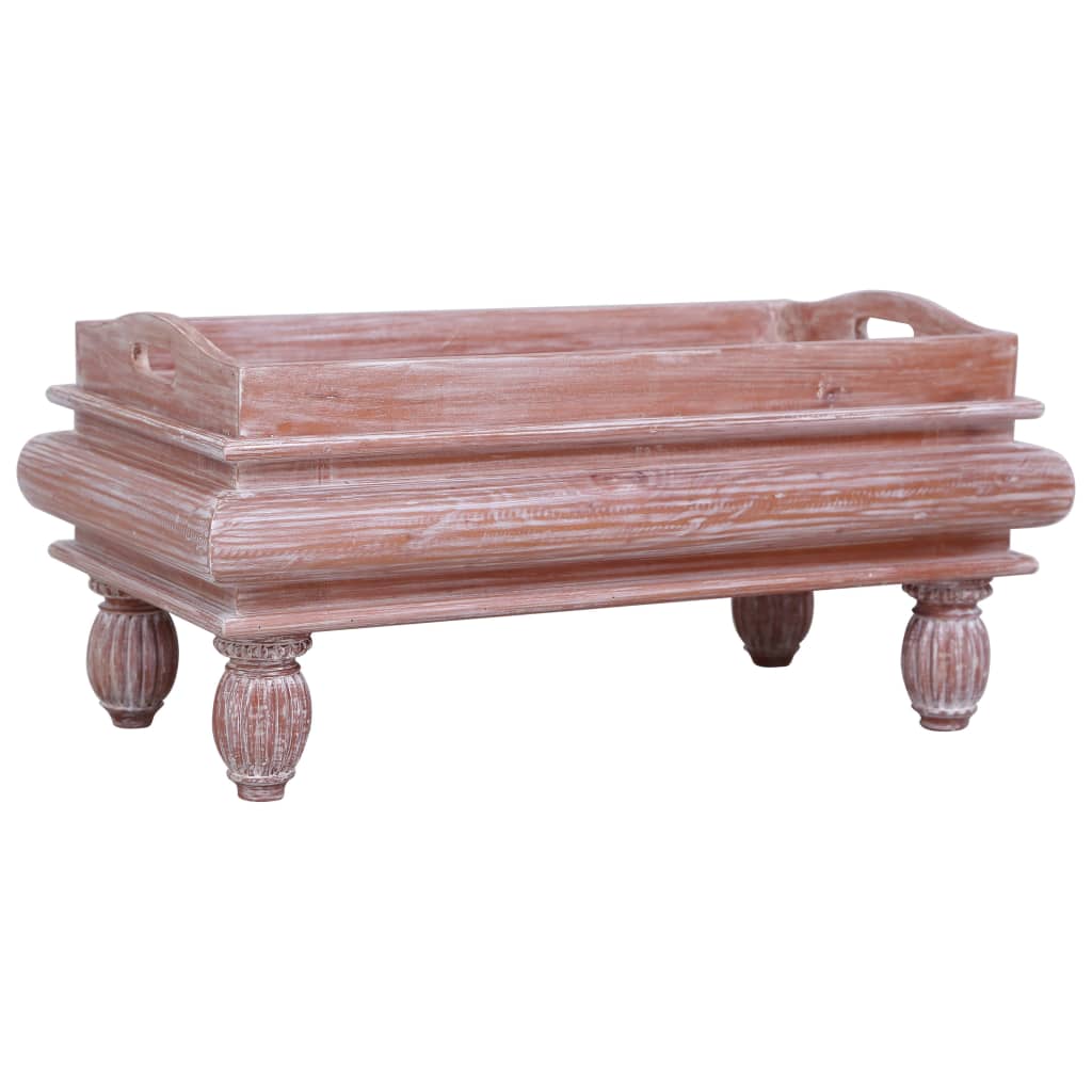 Vetonek Mesa de centro de madera maciza de caoba marrón 90x50x40 cm