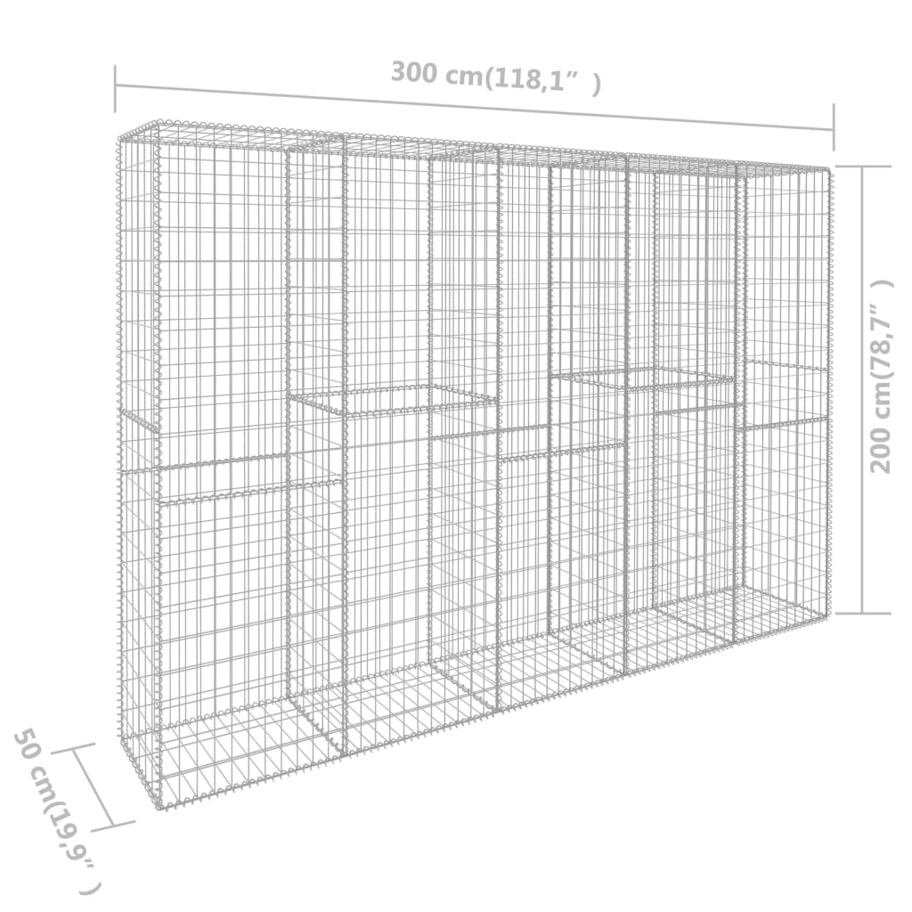 Gavion horma altzairu galbanizatuzko estalkia 300x50x200 cm