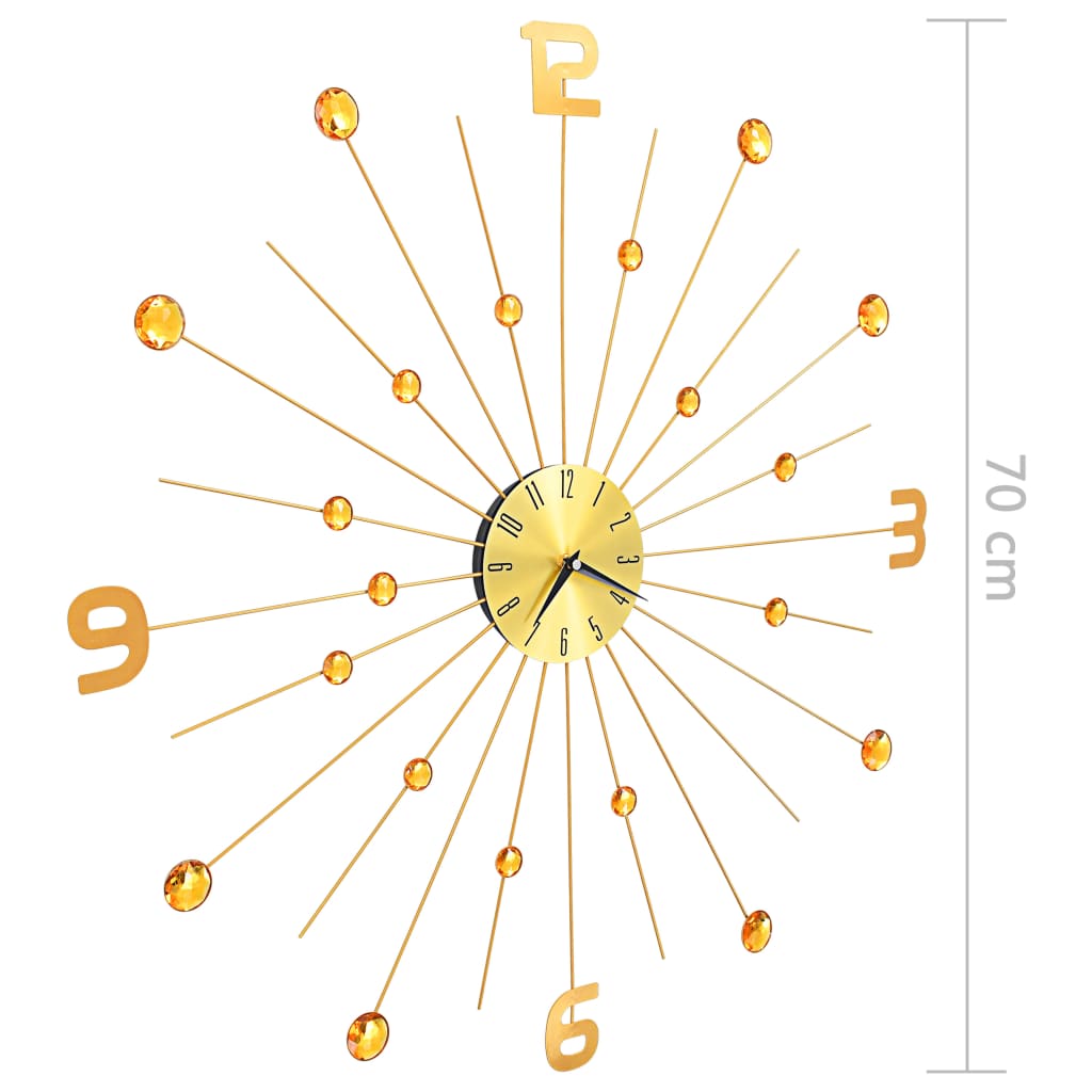 Reloj de pared de metal dorado 70 cm - Vetonek