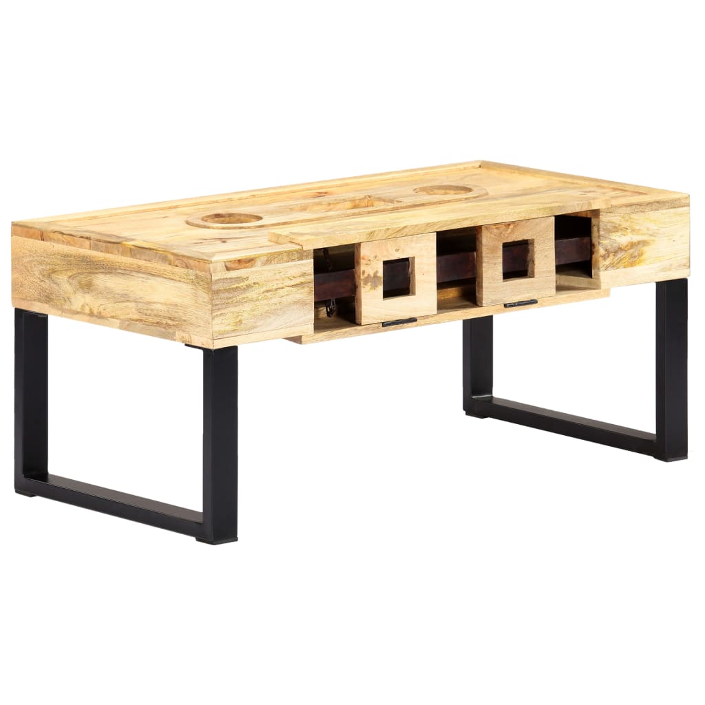 Vetonek Mesa de centro estilo cassette madera maciza mango 100x52x45 cm