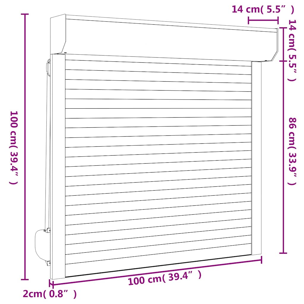 Persiana de aluminio blanca 100x100 cm - Vetonek