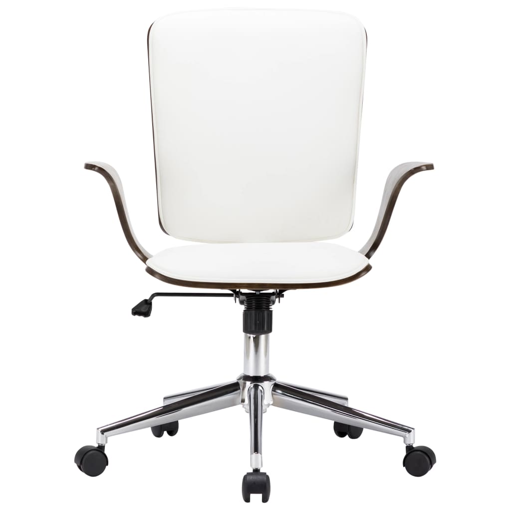 Silla de oficina giratoria cuero sintético madera curva blanco vidaXL