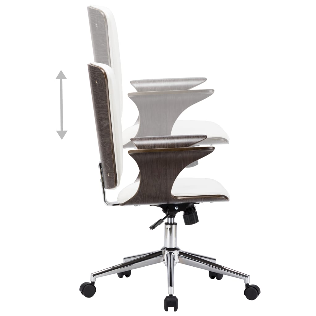 Silla de oficina giratoria cuero sintético madera curva blanco vidaXL