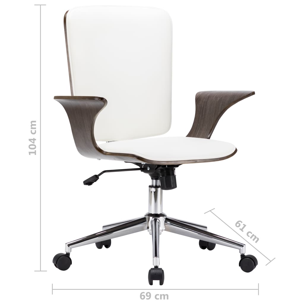 Silla de oficina giratoria cuero sintético madera curva blanco vidaXL