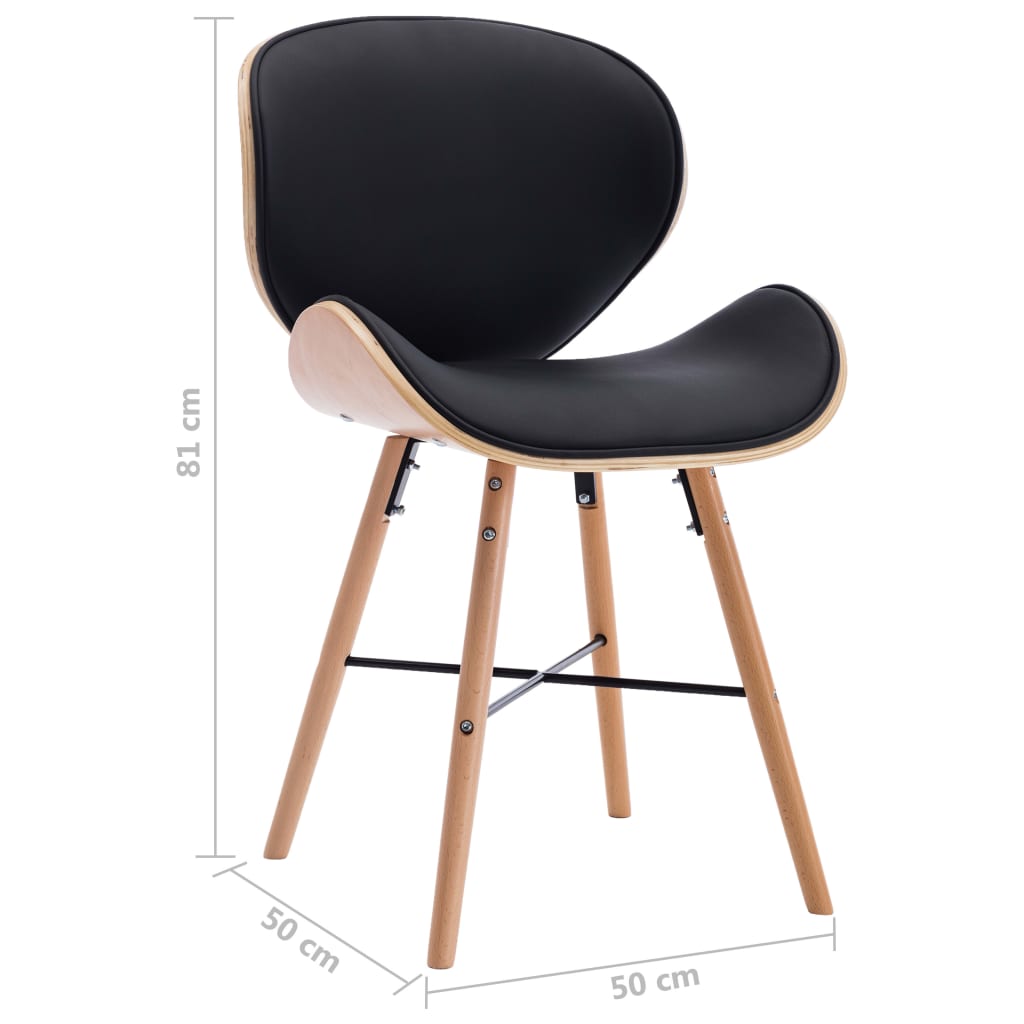 Sillas de comedor 2 uds cuero sintético y madera curvada negro vidaXL