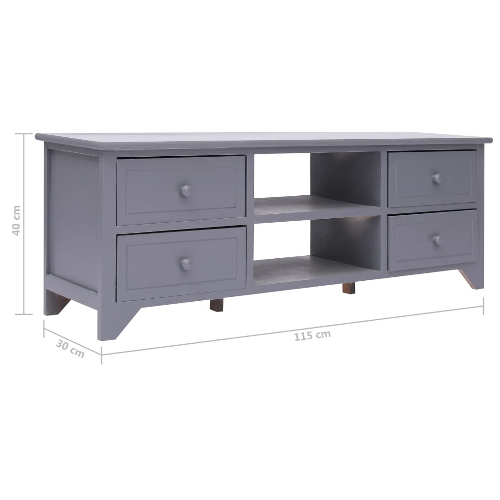 Mobili tv grigio paulowhia legno 115x30x40 cm