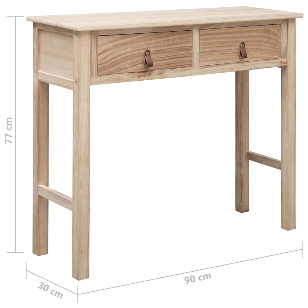 Console de madeira natural Tabela 90x30x77 cm