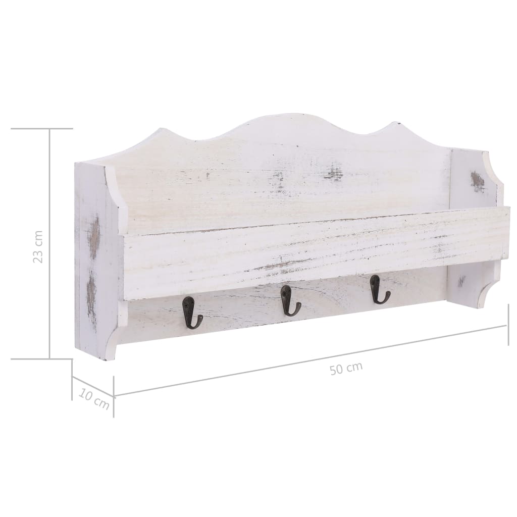 White Wood Wall Drill 50x10x23 cm