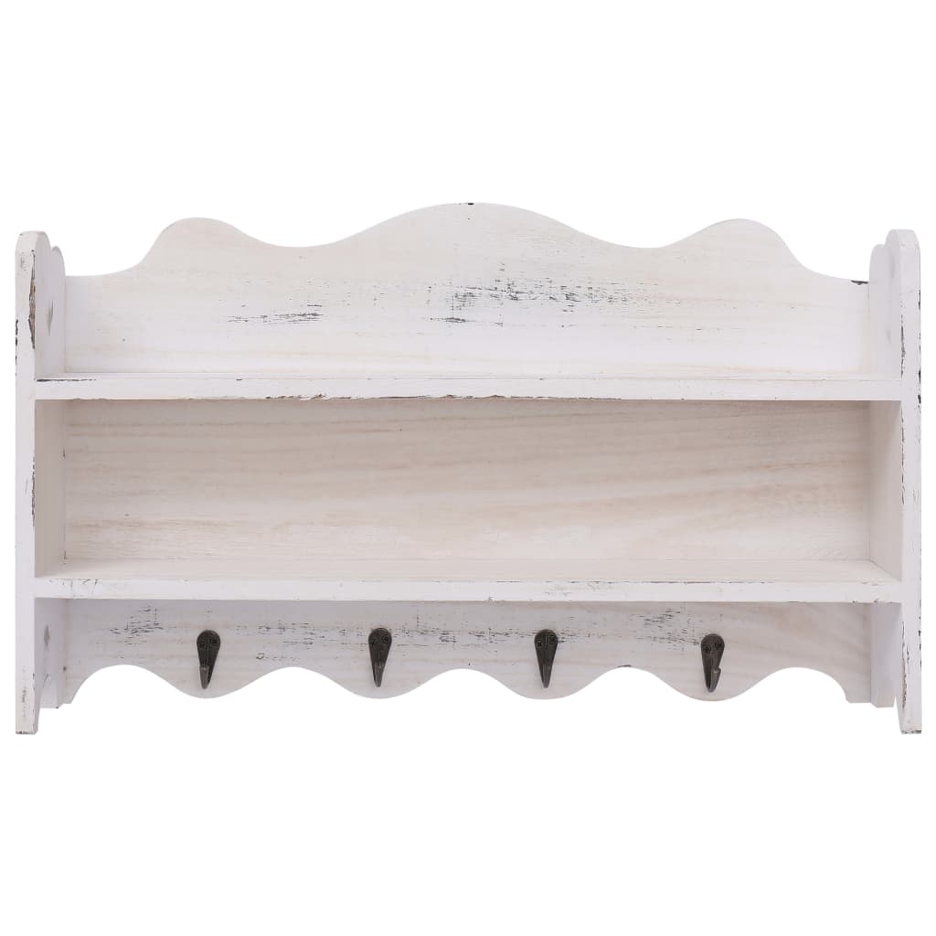 Perchero de pared de madera blanco 50x10x30 cm