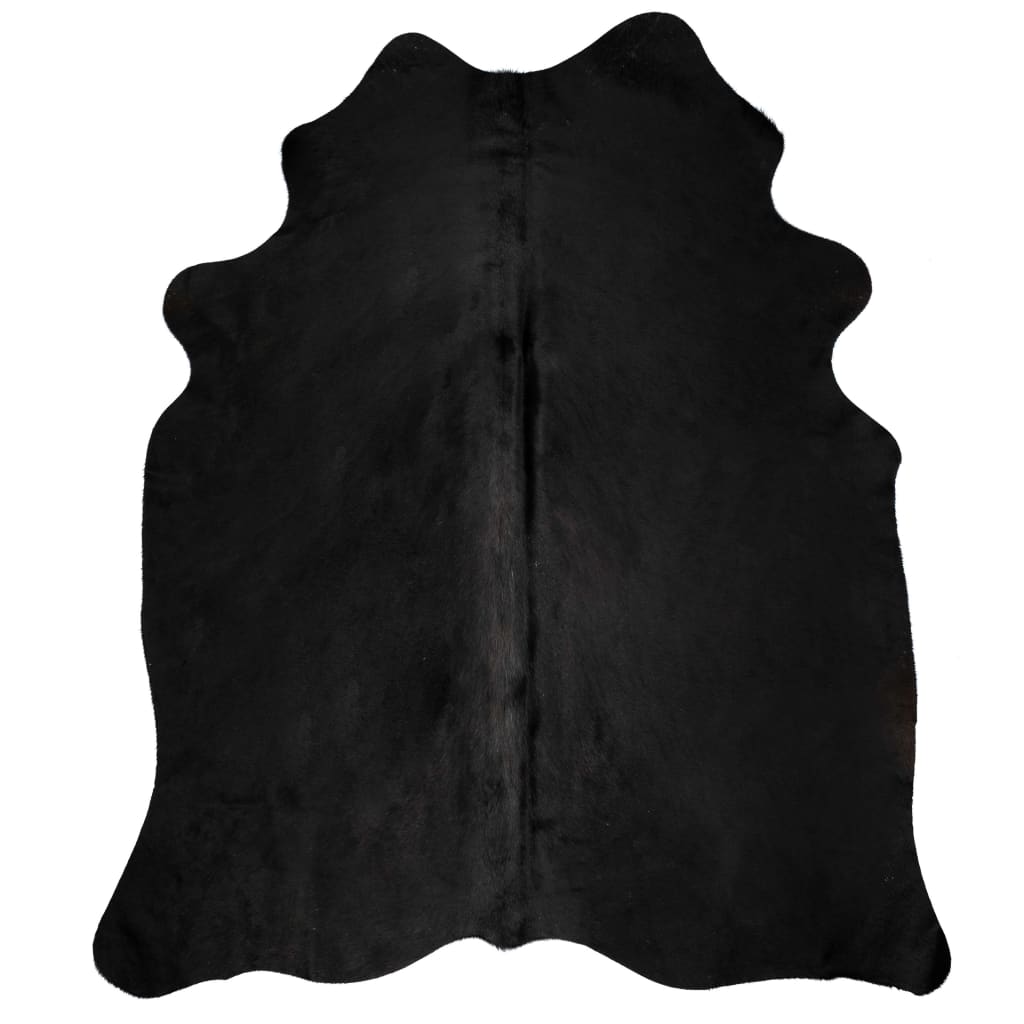 Carpete de couro de vaca autêntico preto 150x170 cm