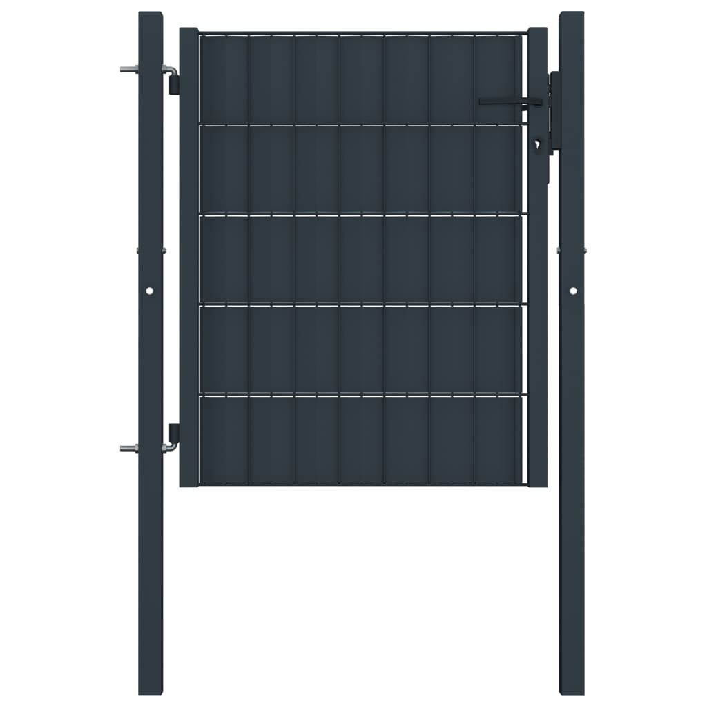 Vetonek Puerta de valla de PVC y acero gris antracita 100x81 cm  