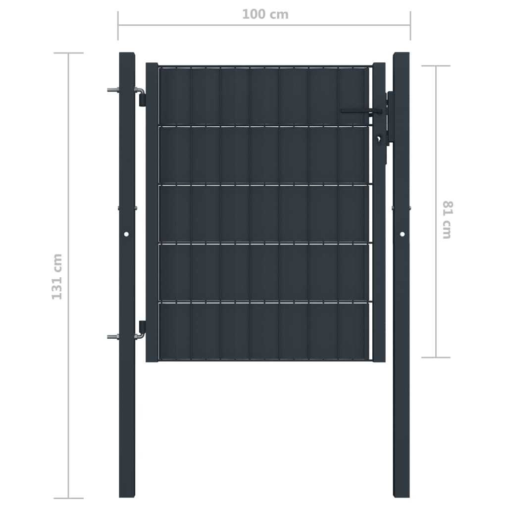 Puerta de valla de PVC y acero gris antracita 100x81 cm vidaXL