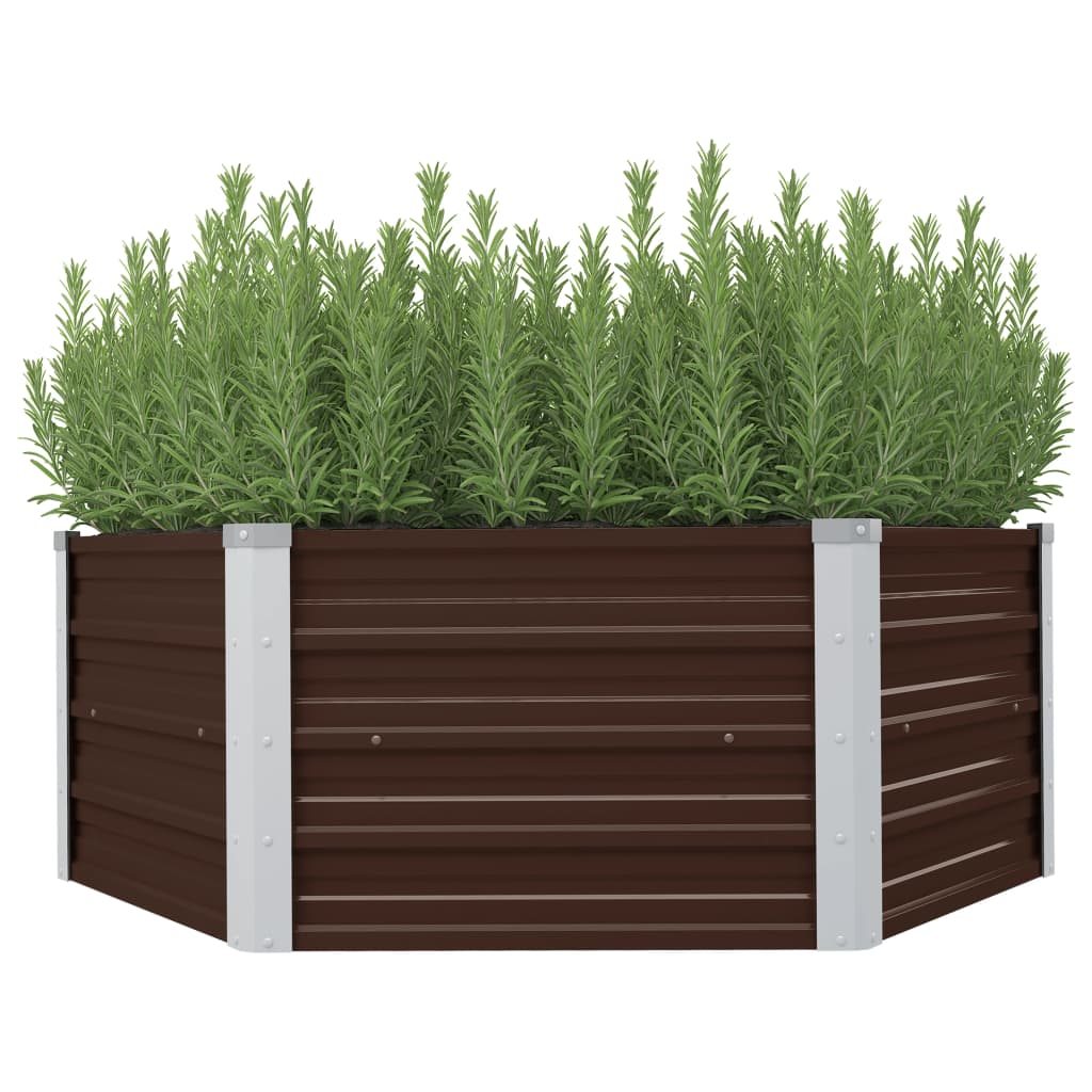 Vetonek Mesa de cultivo de acero galvanizado marrón 129x129x46 cm